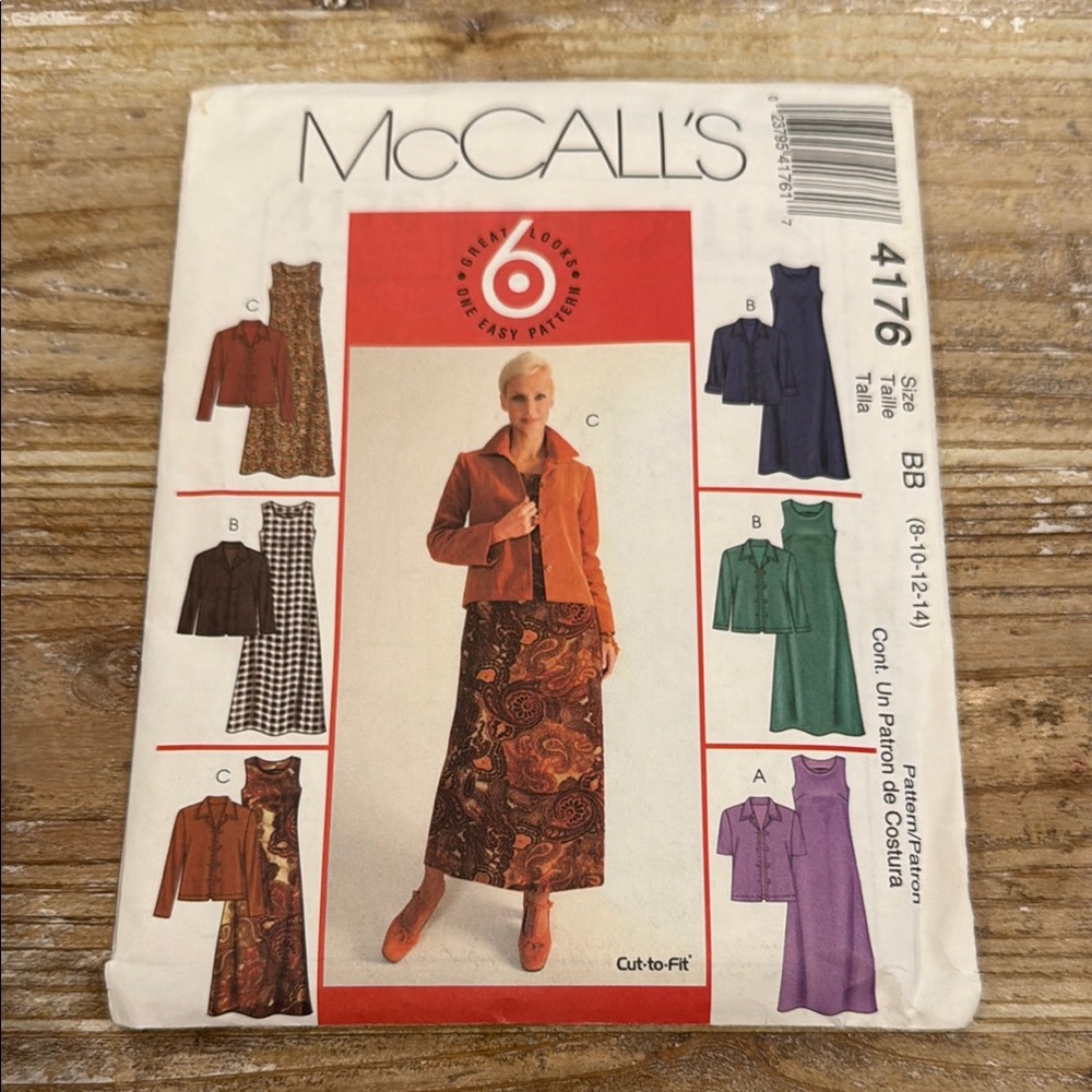 Vintage McCall’s Uncut 6-In-1 Dress Set Sewing Pattern 4176